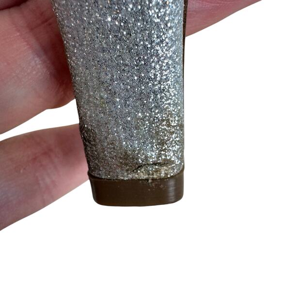 Nina Silver Glitter Shimmer Pointed Closed Toe Rhinestone Strappy Heels Size 11 - Picture 5 of 9